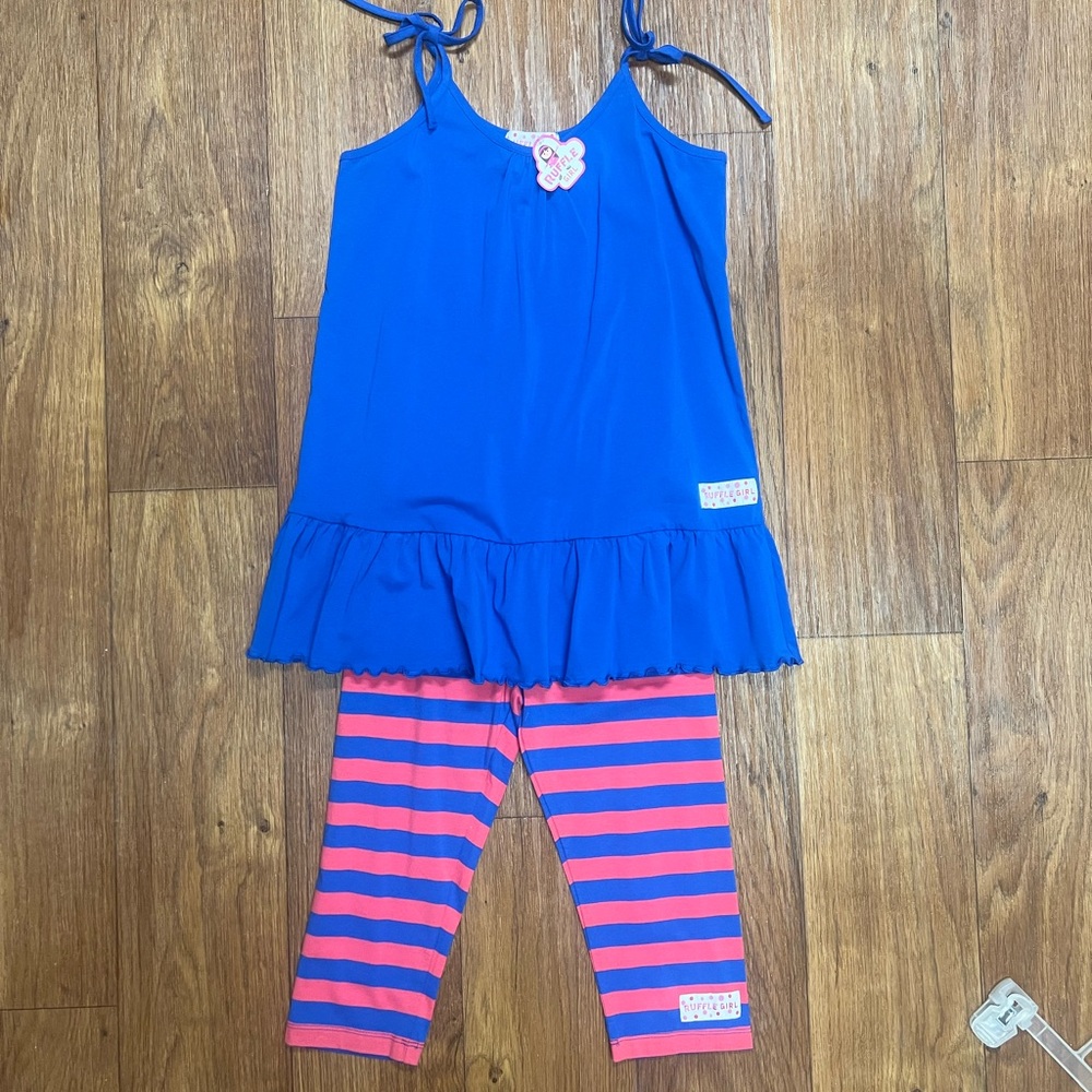 Ruffle Girl 2 Pc Knit Capri Set Girls Sz 14 - Picture 3 of 9